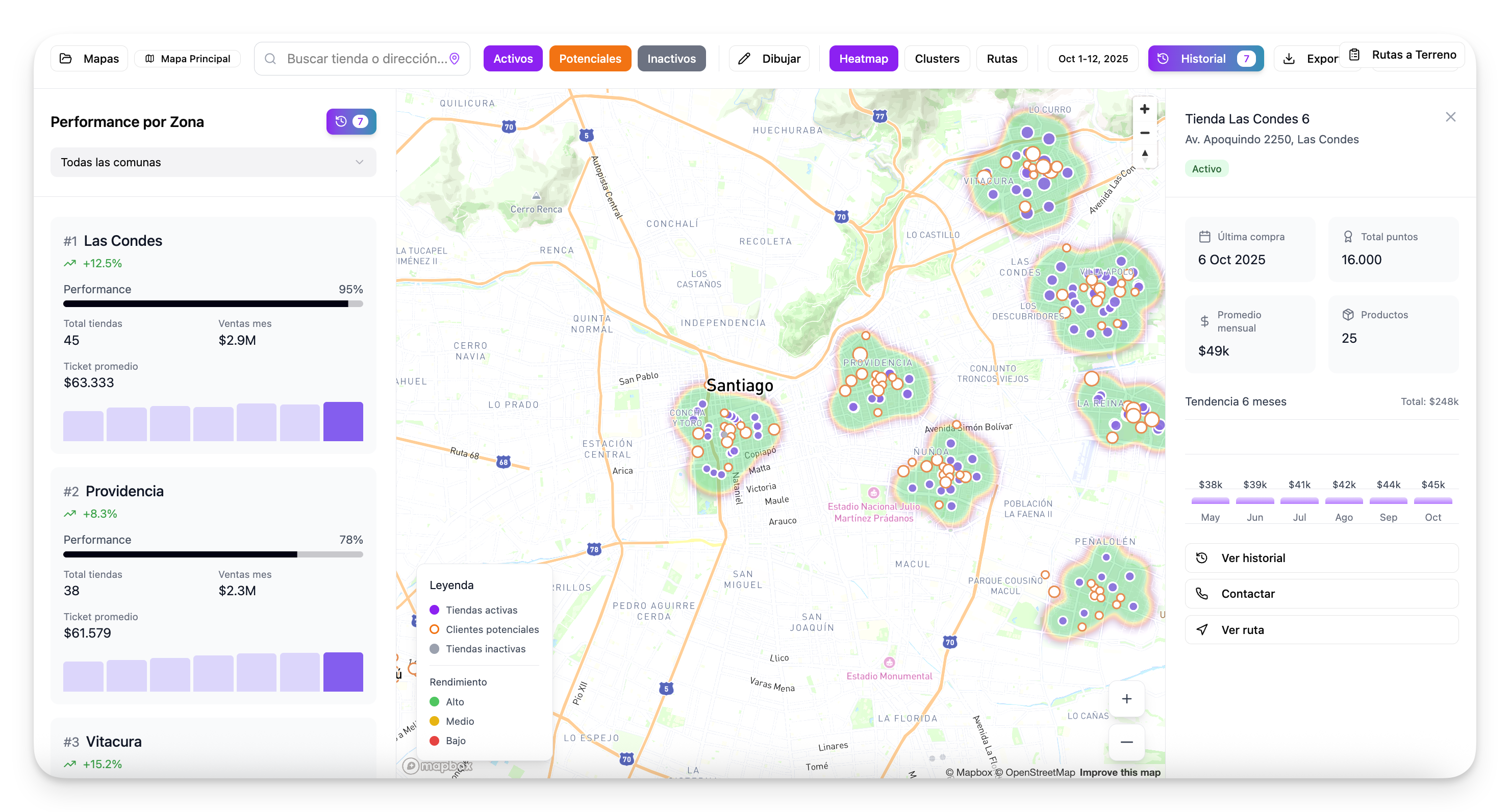 Mapa de territorio comercial